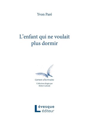 cover image of L'enfant qui ne voulait plus dormir